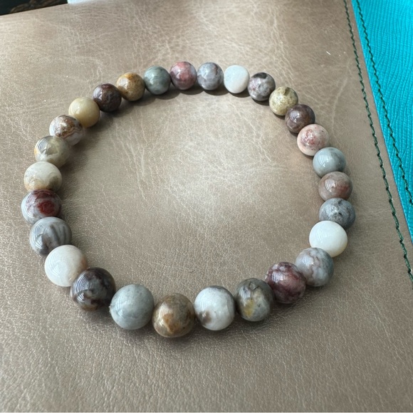 Genuine Gobi Agate 6mm Bead Crystal Bracelet - Picture 2 of 3